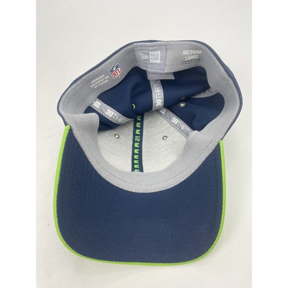 Seattle Seahawks New Era 39Thirty Flex Fitted Hat Cap M/L Dad Men NFL Green/Blue - Picture 6 of 7